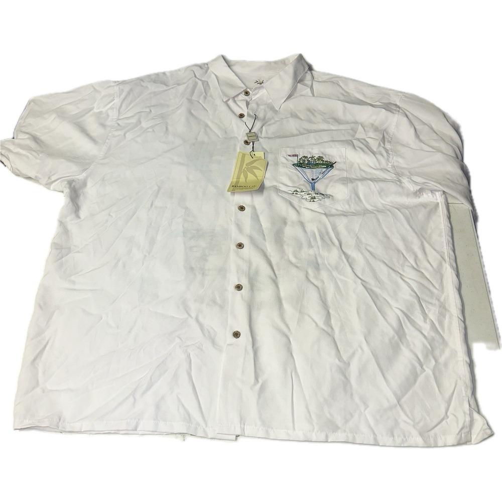 Bamboo Cay Par & Bar Shirt 19th Hole‎ Embroidered Beach Golf White Men's 4XL NWT